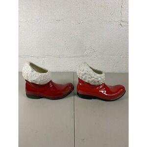 Vintage Christmas Holiday Ceramic Santa Boots Table Centerpiece 8x5.5" 1968 Rare